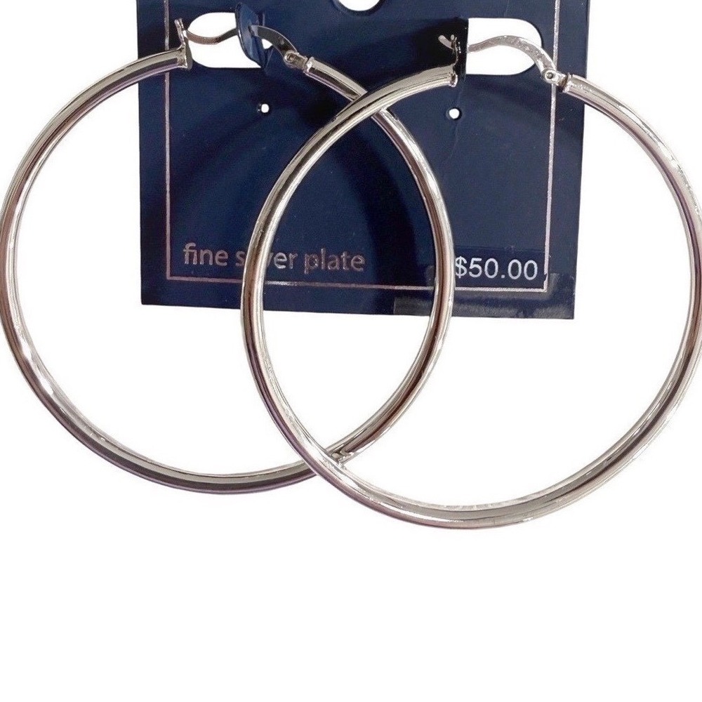 Belk Silverworks Hoop Earrings Round Big 2.5 inch Large Silver Plated Jewelry
